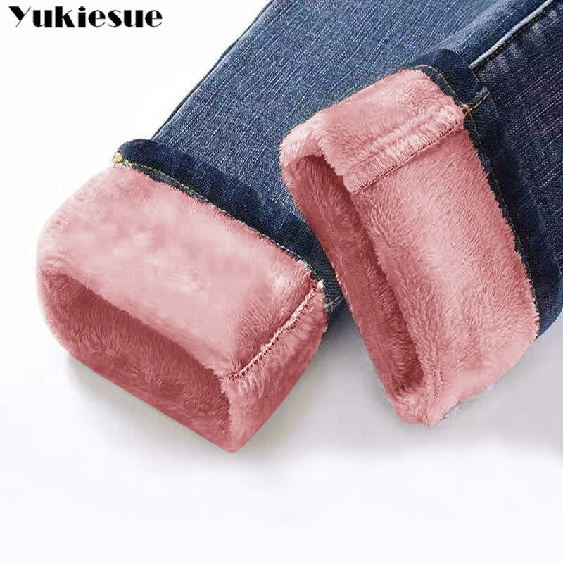 Velvet Lined Ladies Denim Jeans