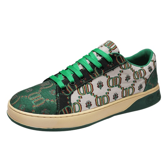 Men's Replica High End Monogram Lucky Green G Print Lace Up Sneakers