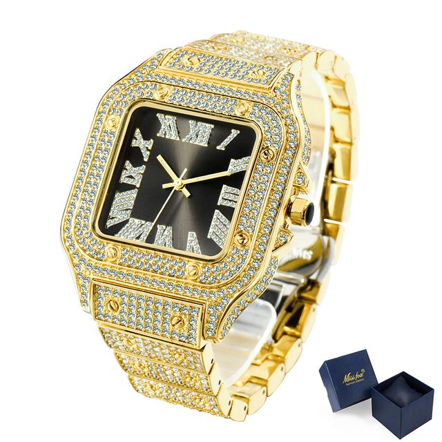 Men's Square Waterproof Diamond Luminous Watch