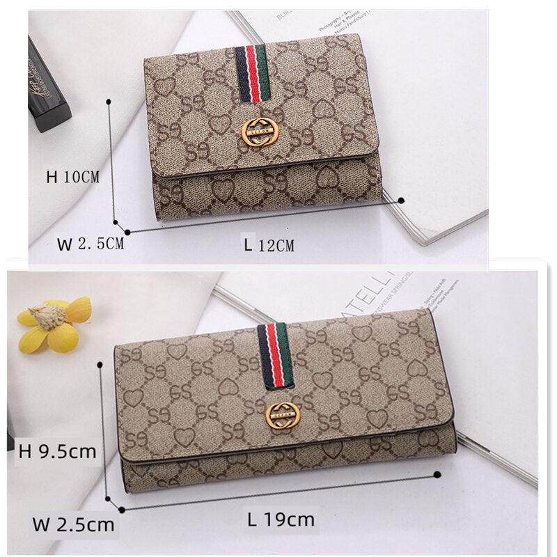 Long Genuine Leather Designer Replica Monogram Print Wallet