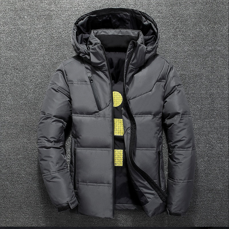 Men's Stand Collar Hooded Puffer Duck Down Jacket