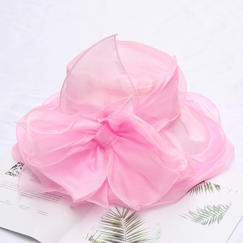 Ladies Wide Brim Bow Church Derby Hat