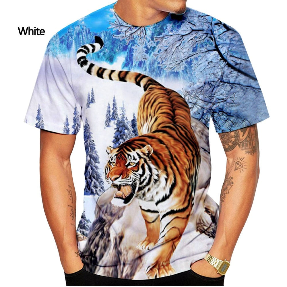 Men's 3D Tiger Print Quick-Dry O-Neck T-Shirts