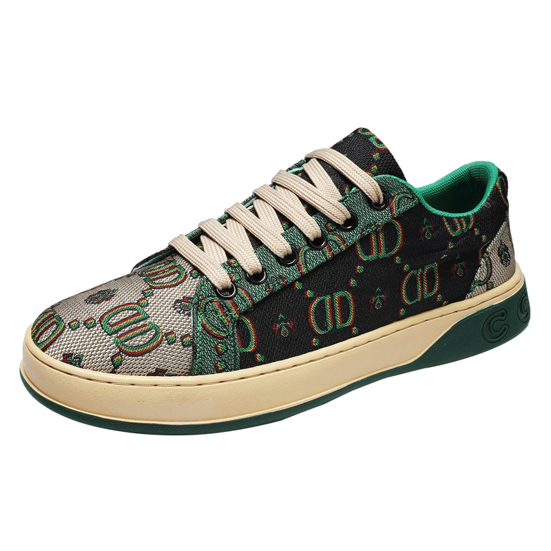 Men's Replica High End Monogram Lucky Green G Print Lace Up Sneakers