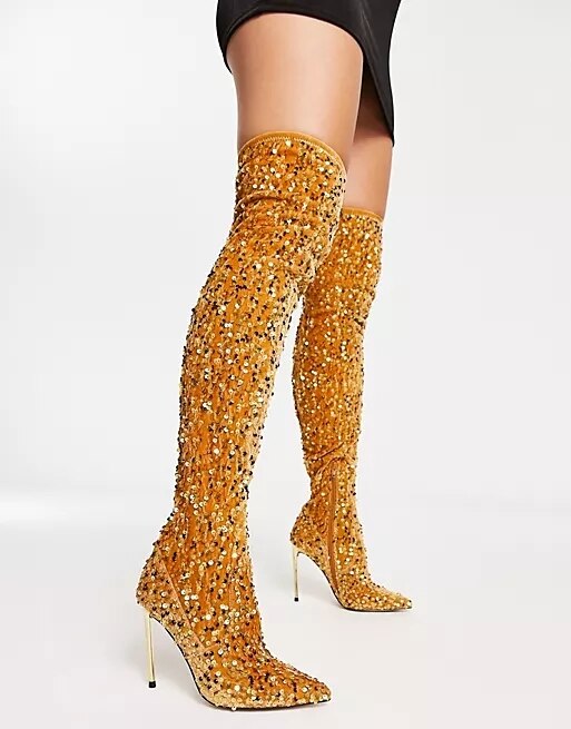 Sparkling Crystal Women's Sexy Over The Knee Boots