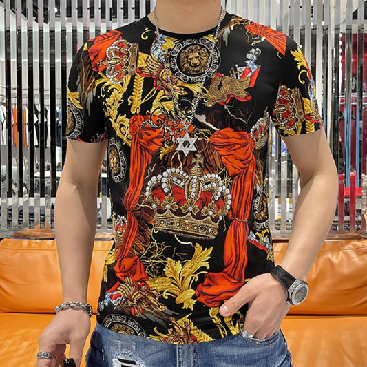 Men's Baroque Rhinestone Crown Short Sleeve T-Shirt