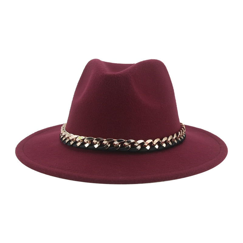 Women's Chain Belt Fedora Hat