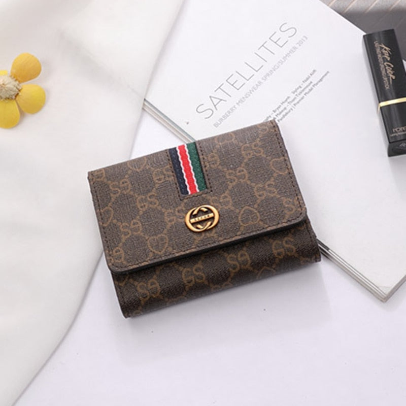 Long Genuine Leather Designer Replica Monogram Print Wallet