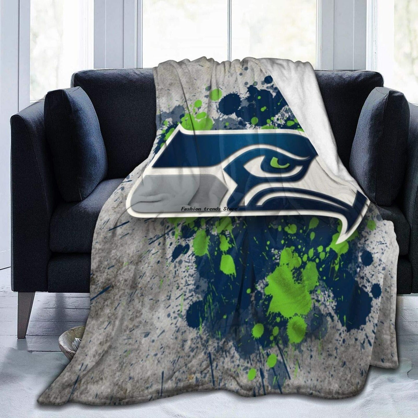 Seattle Seahawks Flannel Fleece Bed Blankets Lightweight Throw Blanket