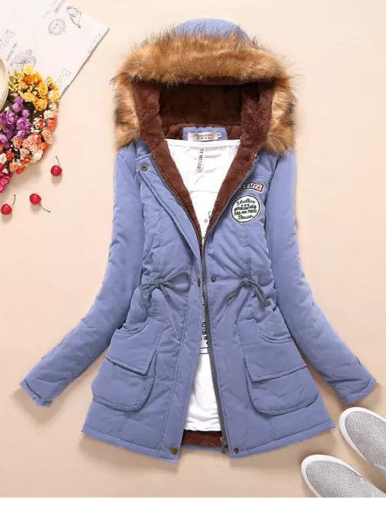 Hooded Wadded Slim Cotton Padded Jacket