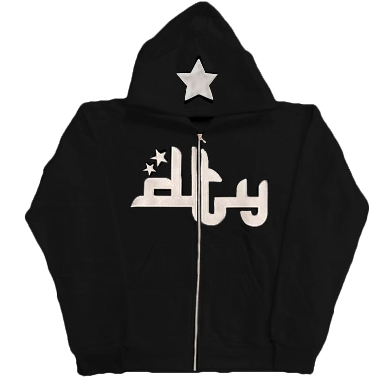 Men's Star Letter Printed High Street Hooded Sweatshirts to 3X