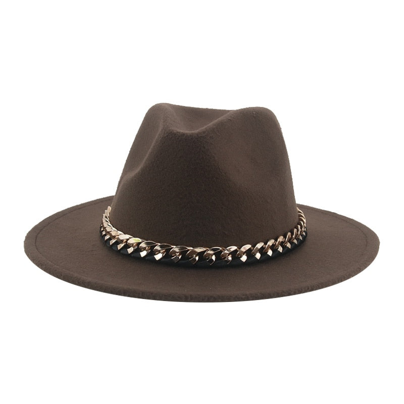 Women's Chain Belt Fedora Hat