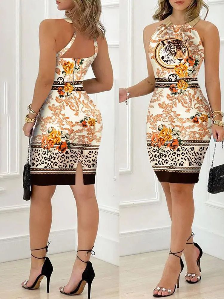 Women's Rhinestone Decor Sleeveless Party Mini Dress