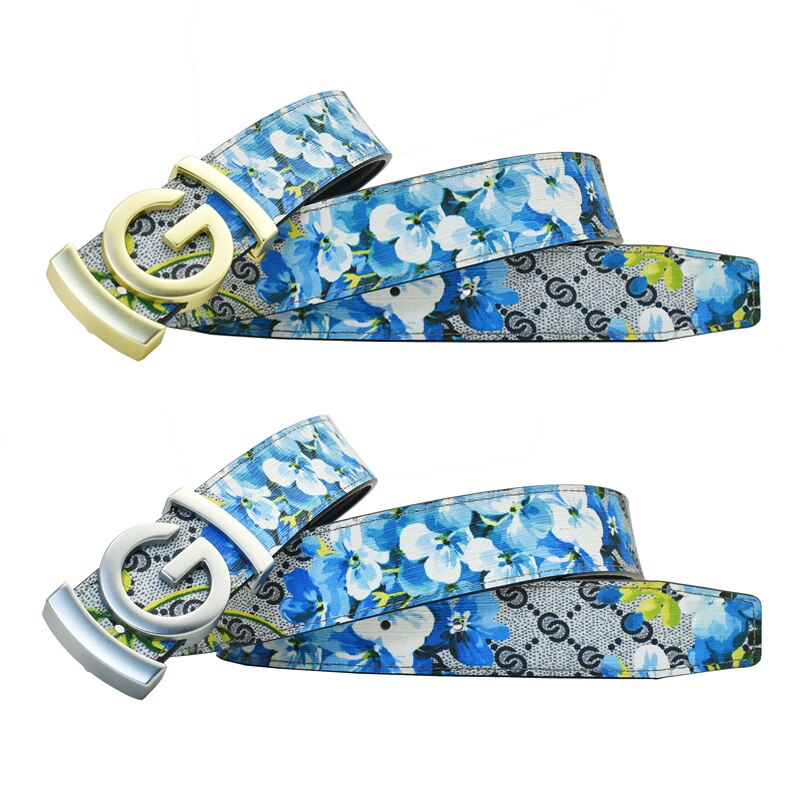 Butterfly GG Bee Designer Monogram Print Women's Leather Belt