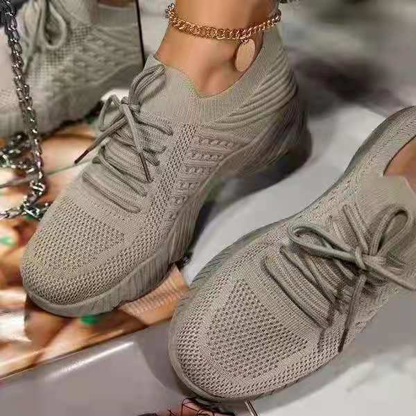 Lace Up Mesh Vulcanized Ladies Sneakers