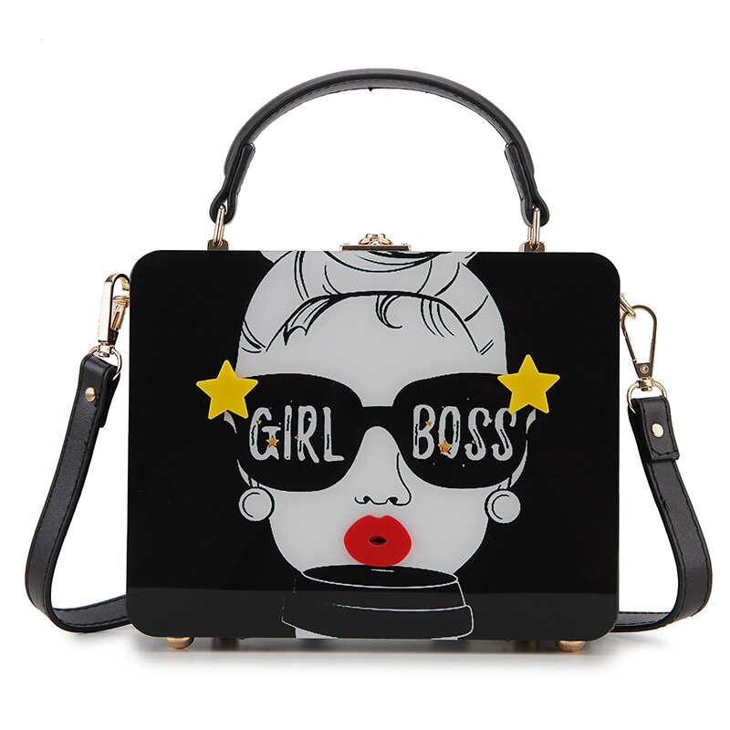 Dazzling Sunglasses Cartoon Acrylic Style Shoulder Crossbody Tote Bag