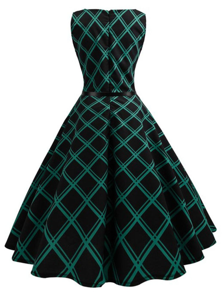 Hepburn 50's 60's Retro Swing A-Line Dress W/ Belt