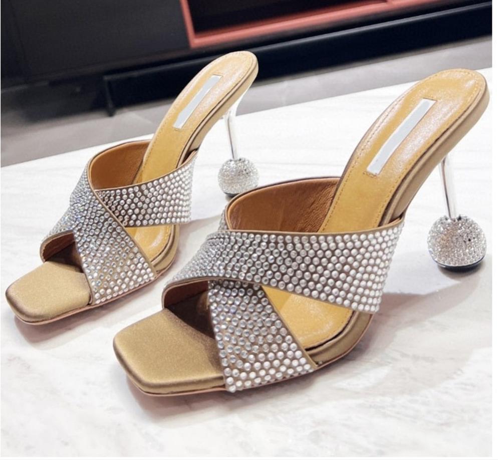 Square Toe Cross Tie Diamond Heel Sandals