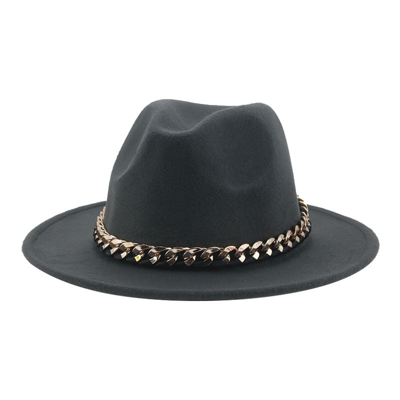 Women's Chain Belt Fedora Hat