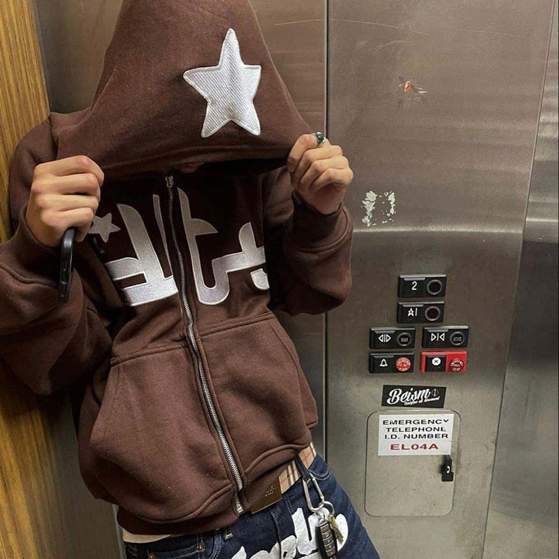 Men's Star Letter Printed High Street Hooded Sweatshirts to 3X