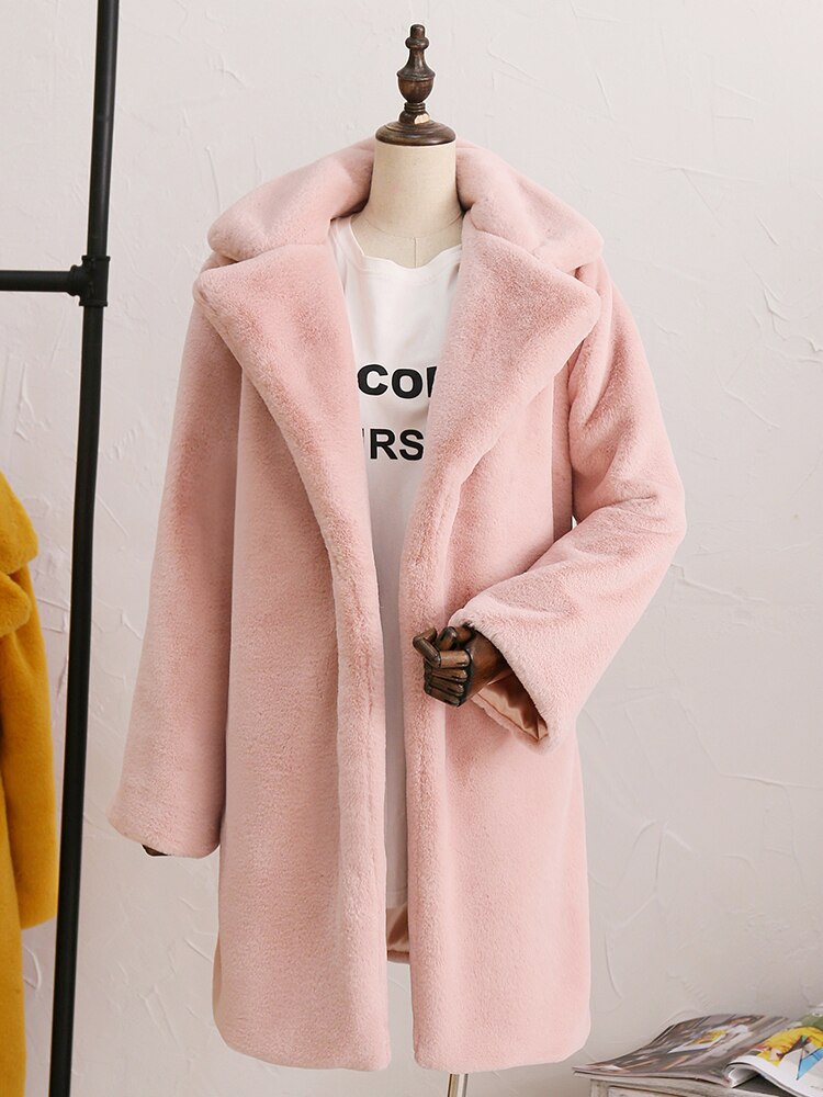 Long Sleeve Faux Fur Coats