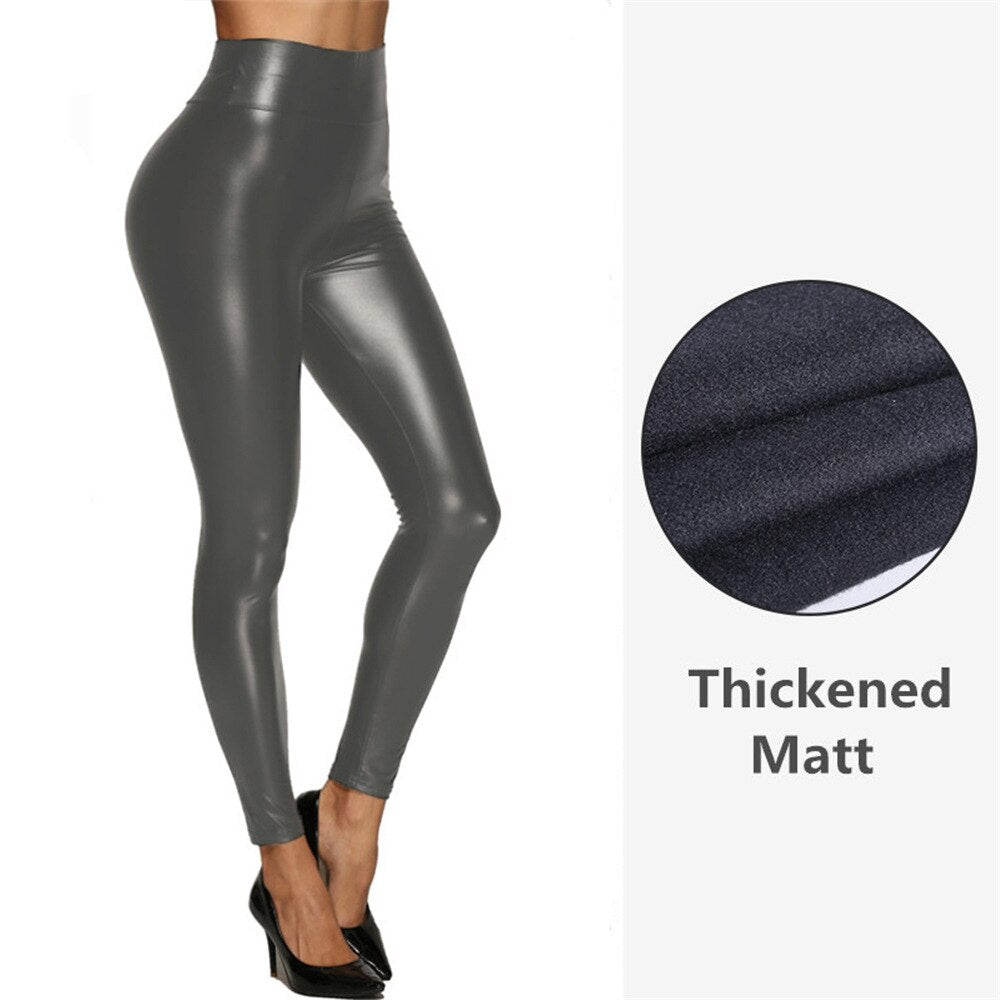 Faux Leather Ladies Skinny Push Up Plus Size Leggings to 5X