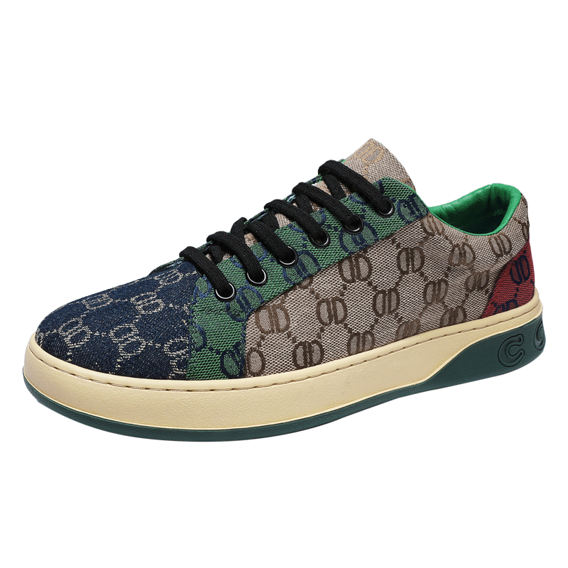 Men's Replica High End Monogram Lucky Green G Print Lace Up Sneakers