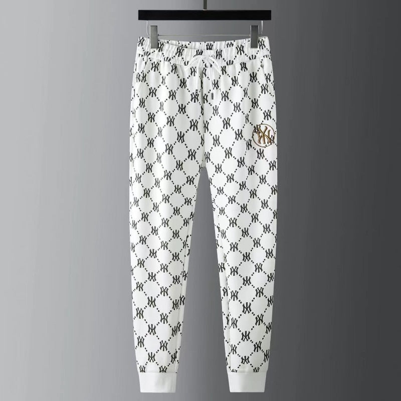 Men's Designer Monogram Print O-Neck Long Sleeve Zipper Jacket + Matching Sweatpants Tracksuit