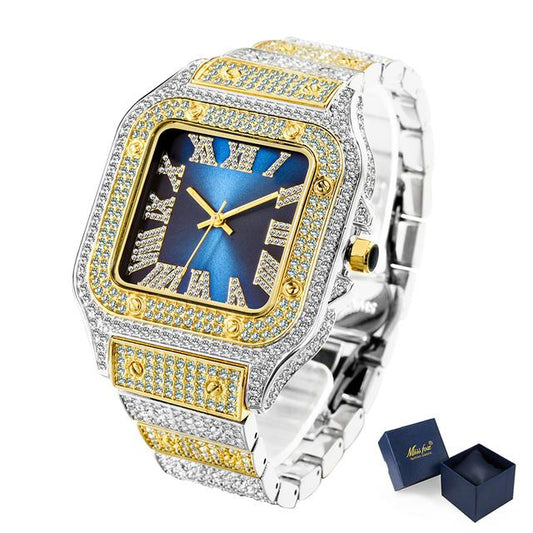 Men's Square Waterproof Diamond Luminous Watch