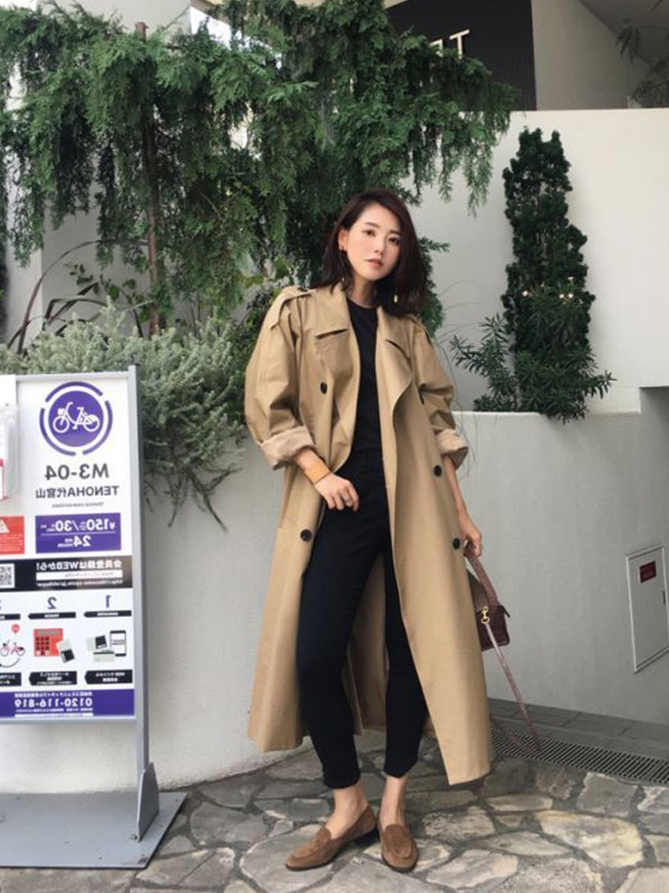 Women's Windbreaker Button Trench Coat