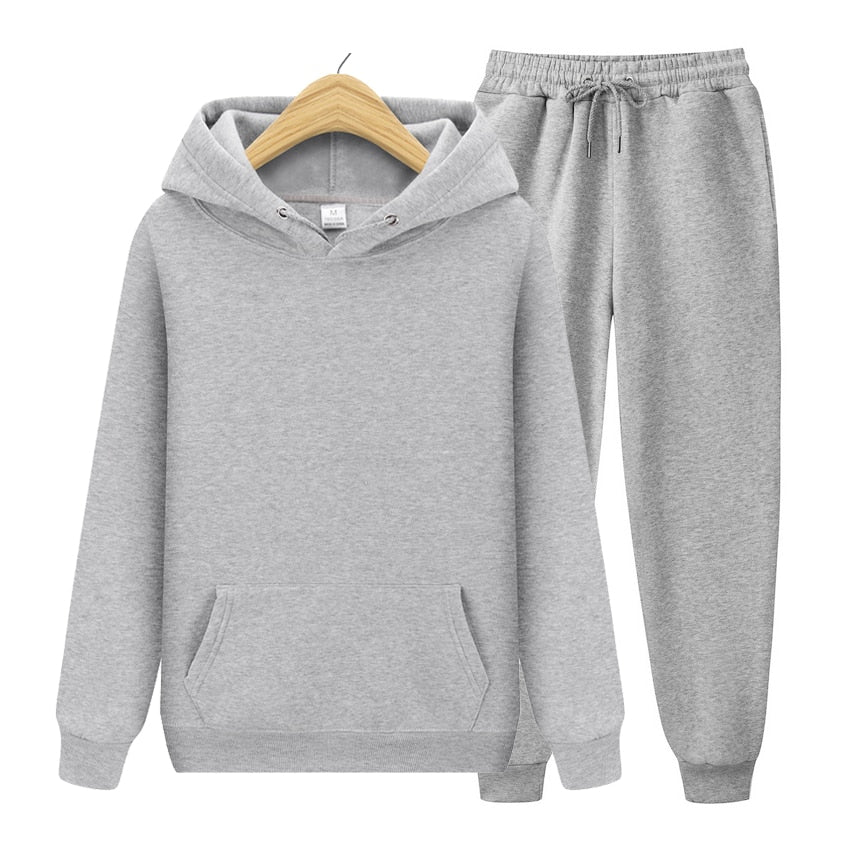 Men's Solid Color Hoodie + Pants 2-Piece Sweatsuit