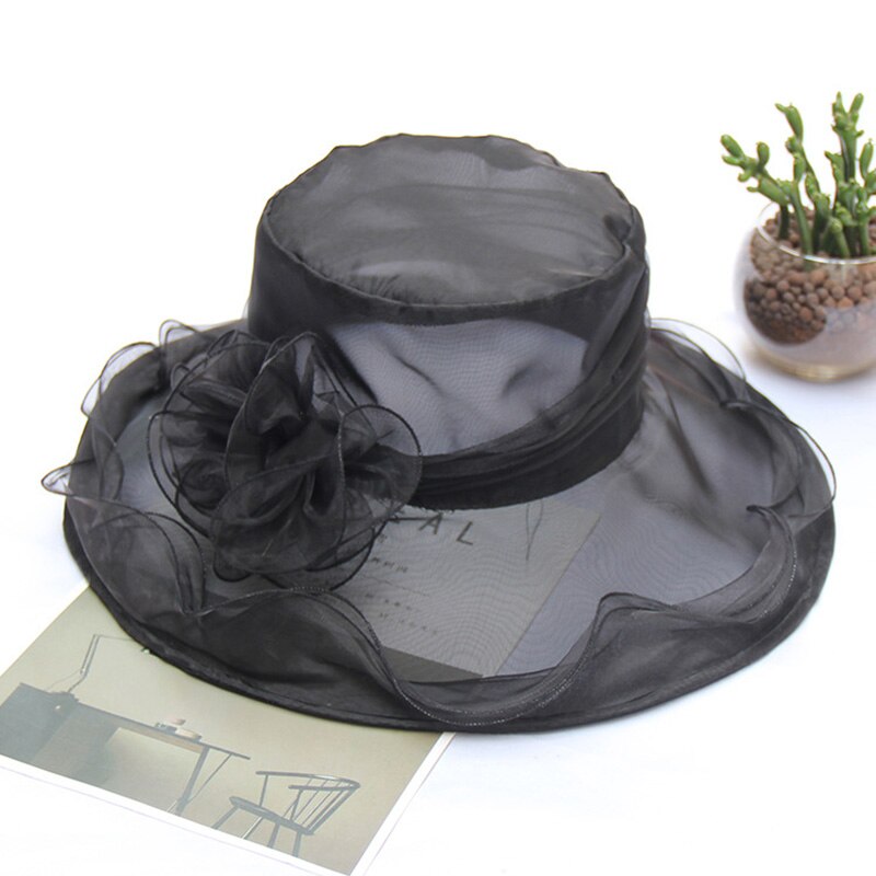 Ladies Wide Brim Bow Church Derby Hat