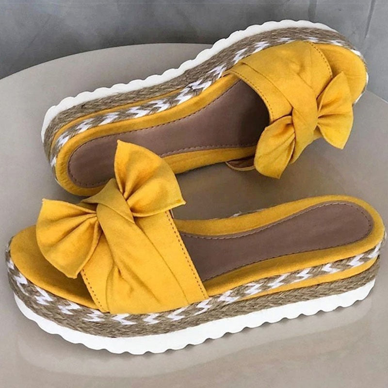 Butterfly Knot Platform Slipper Sandals