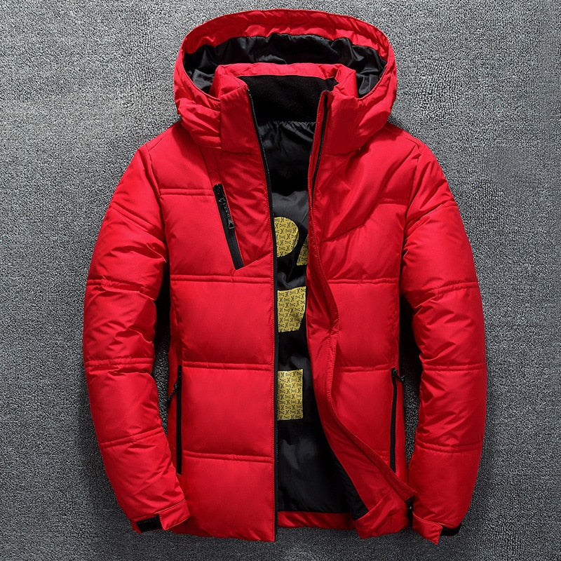 Men's Stand Collar Hooded Puffer Duck Down Jacket