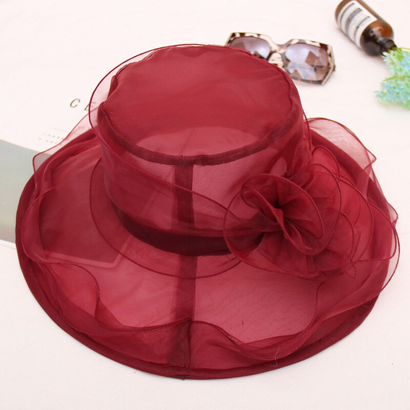 Ladies Wide Brim Bow Church Derby Hat