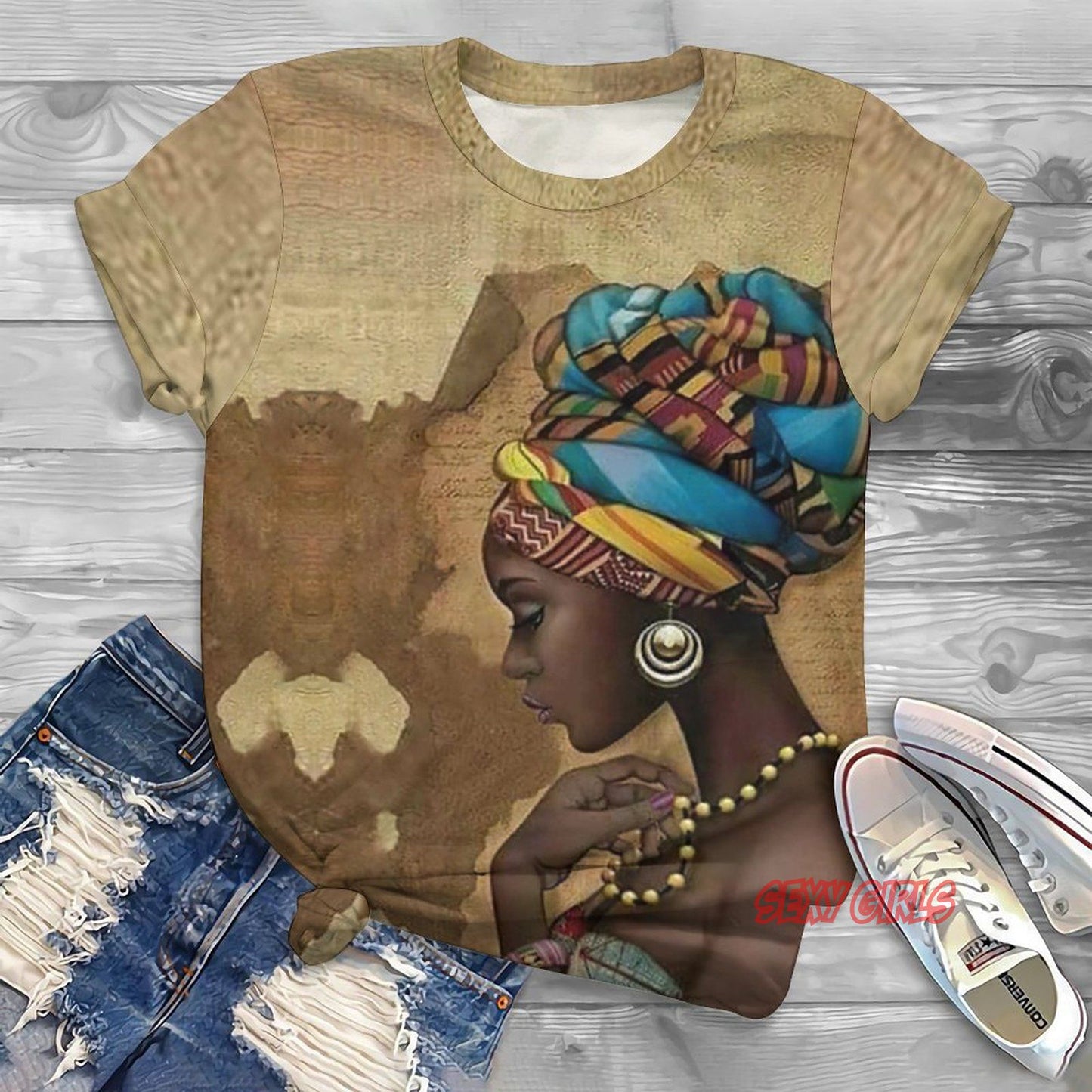 Black Woman Graphic Printed T-shirts Plus to 6X