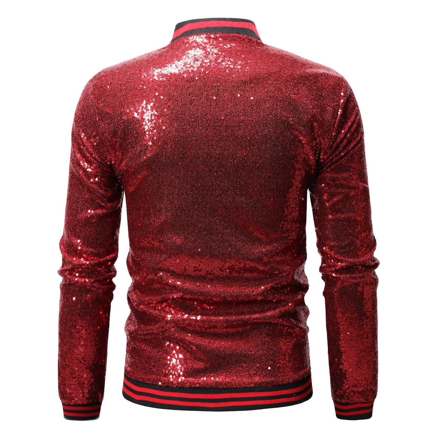 Shiny Sequin Long Sleeve Unisex Zipper Bomber Jacket