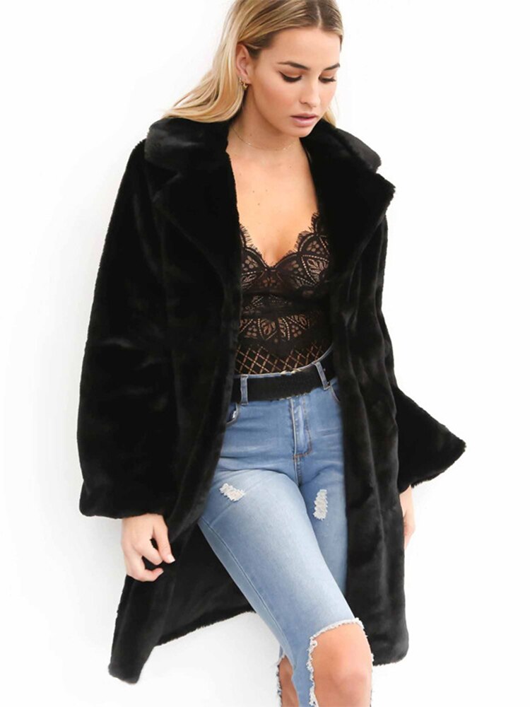 Long Sleeve Faux Fur Coats