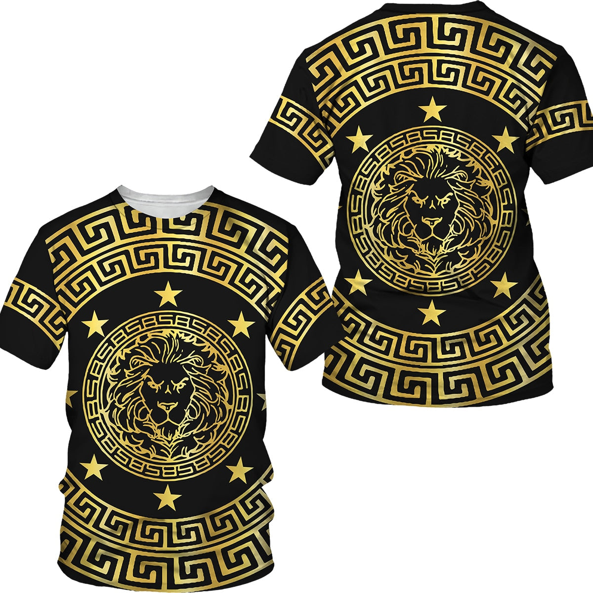 Men's Lion Head 3D O-Neck Oversized T-Shirt