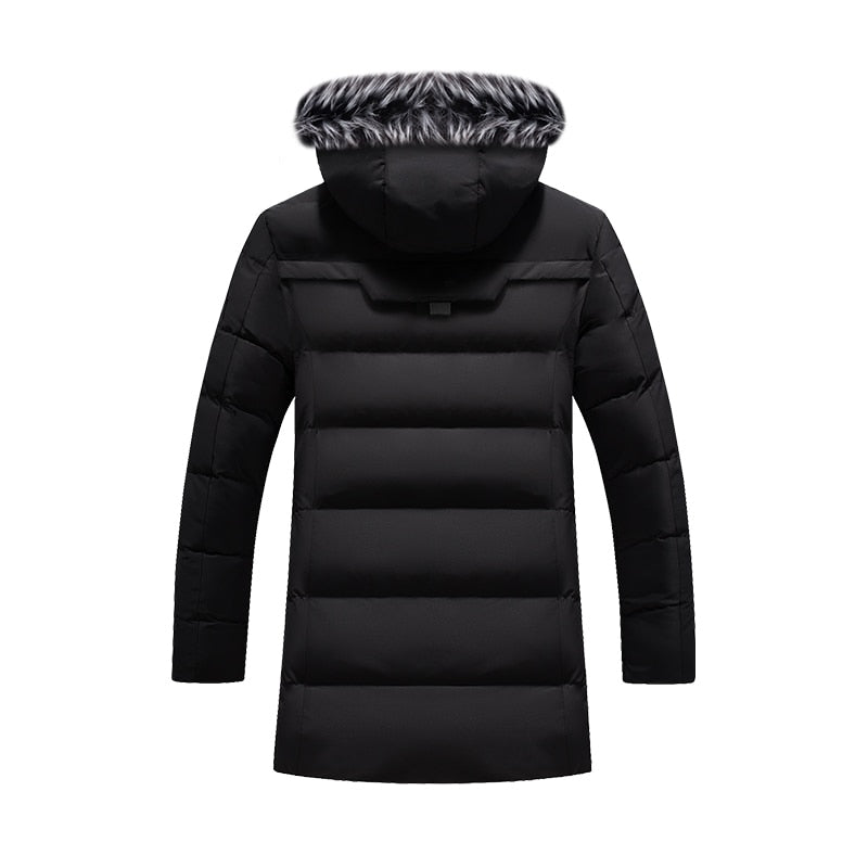 Men's Fur Hooded Padded Zipper Coat