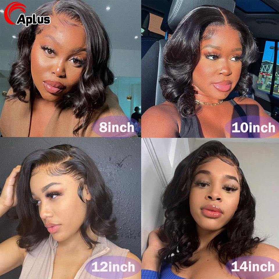 Body Wave Short Bob Wigs Human Hair 13x4 Bob Wig Lace Front Human Hair Wigs For Black Women Body Wave Frontal Wig Preplucked 180