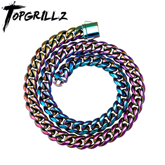 Stainless Steel Hip Hop Multi-Colored Cuban Chain