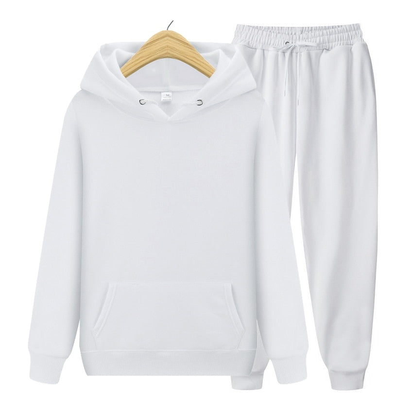 Men's Solid Color Hoodie + Pants 2-Piece Sweatsuit