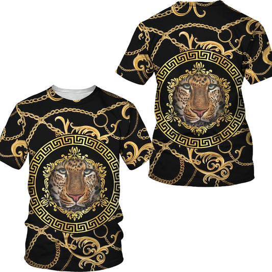 Men's Lion Head 3D O-Neck Oversized T-Shirt