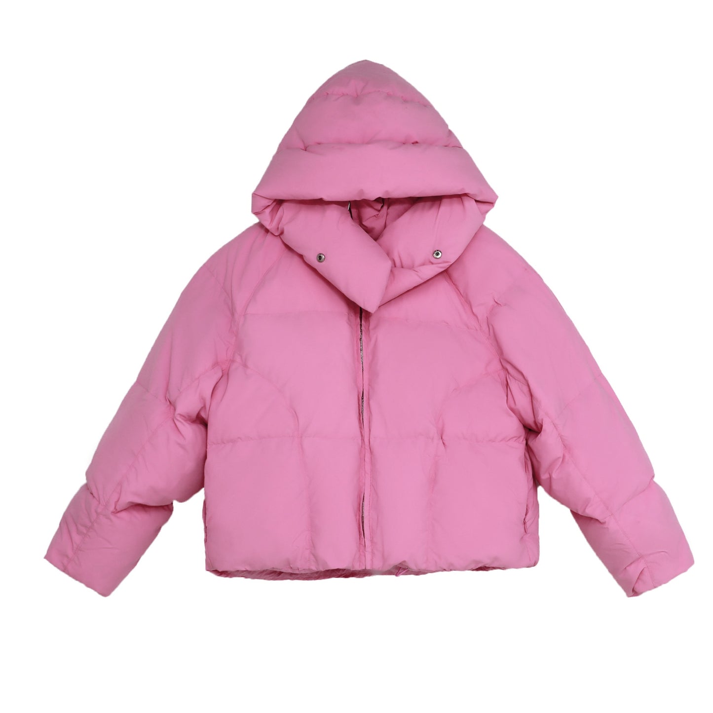 Hooded Down Cotton Puffer Parka Coats Women Loose Solid Ladies Zipper Jacket