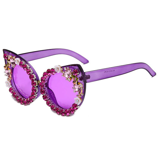 Retro Crystal Stud Cat Eye Anti-UV Sunglasses