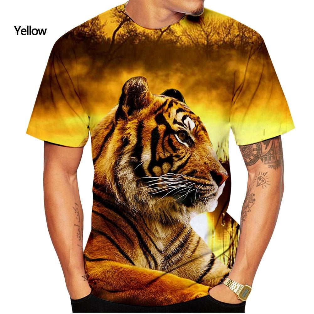 Men's 3D Tiger Print Quick-Dry O-Neck T-Shirts