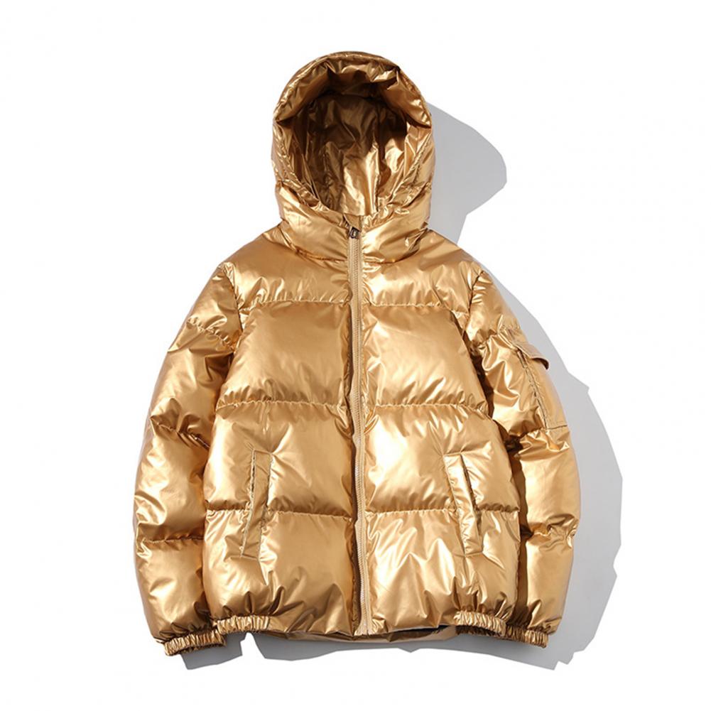 Men's Shiny Winter Solid Color Bomber Jacket