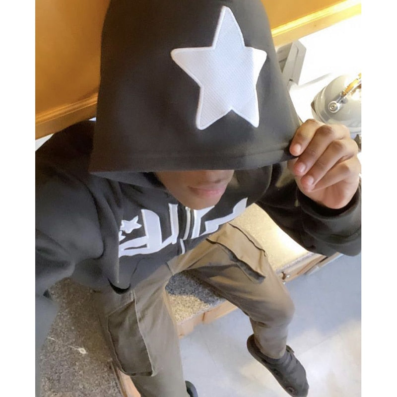 Men's Star Letter Printed High Street Hooded Sweatshirts to 3X