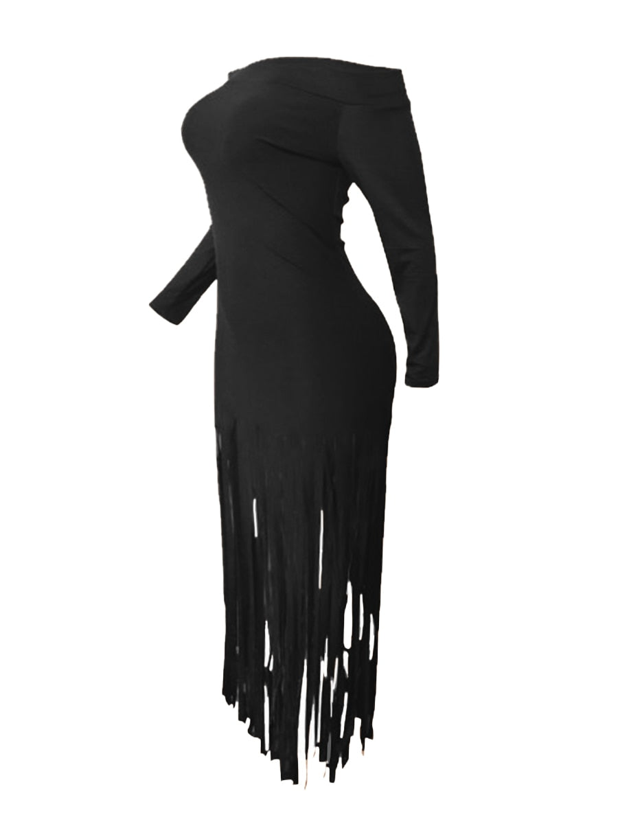 Off The Shoulder Tassel Design Bodycon Dress